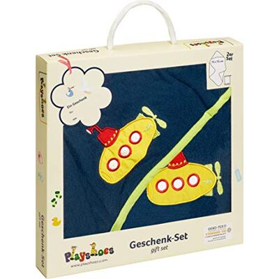 Playshoes 330908 Baby badstof cadeauset boot voor geboorte of doop, leuk cadeau-idee voor pasgeborenen, blauw Playshoes 330908 Baby badstof cadeauset boot voor geboorte of doop, leuk cadeau-idee voor pasgeborenen, blauw