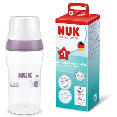 NUK Perfect Match Babyfles 0+ Maanden 260ml Anti-Koliek Voedingsfles PP Temperatuurcontrole Indicator Nijlpaard 1 Stuk NUK Perfect Match Babyfles 0+ Maanden 260ml Anti-Koliek Voedingsfles PP Temperatuurcontrole Indicator Nijlpaard 1 Stuk