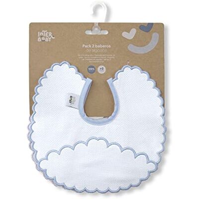 Interbaby Set van 2 ronde wolkenslabbetjes in blauw en grijs Interbaby Set van 2 ronde wolkenslabbetjes in blauw en grijs
