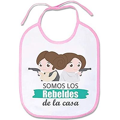 SUPERMOLON 03748 "Wir sind die Rebeldes de Casa" slabbetjes Mellizos met veters, pastelroze, uniseks. SUPERMOLON 03748 "Wir sind die Rebeldes de Casa" slabbetjes Mellizos met veters, pastelroze, uniseks.