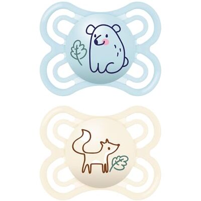 MAM fopspeen 2-6 maanden (set van 2), siliconen fopspeen voor 2-6 maanden, voor een gezonde ontwikkeling van de mond, 2-delige babyaccessoireset met sterilisator-fopspeenhouder, lichtblauw MAM fopspeen 2-6 maanden (set van 2), siliconen fopspeen voor 2-6 maanden, voor een gezonde ontwikkeling van de mond, 2-delige babyaccessoireset met sterilisator-fopspeenhouder, lichtblauw