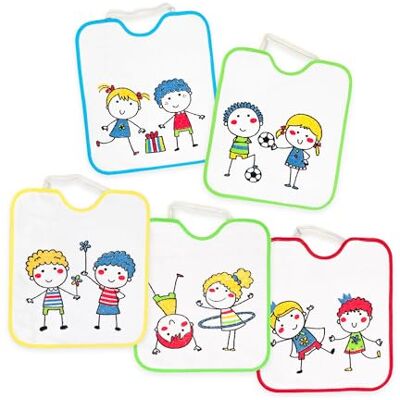 Ti TIN Waterdichte slabbetjes voor baby's vanaf 12 maanden, verpakking van 5 stuks, badstof van 100% katoen, elastische sluiting, 28 x 32 cm, ideaal voor kleuterschool, Meerkleurig, 12 Maanden Ti TIN Waterdichte slabbetjes voor baby's vanaf 12 maanden, verpakking van 5 stuks, badstof van 100% katoen, elastische sluiting, 28 x 32 cm, ideaal voor kleuterschool, Meerkleurig, 12 Maanden
