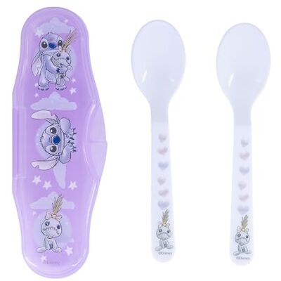 Stor Baby Lepel Set 2 Stuks Stitch Disney met Reiskoker BPA-vrij Plastic Veilige Afgeronde Vormen Stor Baby Lepel Set 2 Stuks Stitch Disney met Reiskoker BPA-vrij Plastic Veilige Afgeronde Vormen