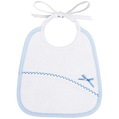 FILET 295BLEU, slabbetjes van zachte stof met tas van Aida-stof om te borduren, kleur wit/hemelsblauw FILET 295BLEU, slabbetjes van zachte stof met tas van Aida-stof om te borduren, kleur wit/hemelsblauw