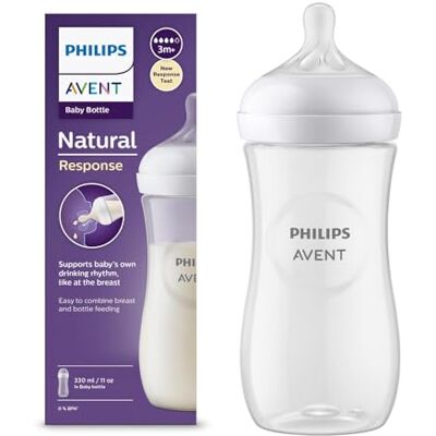 Philips Avent Natural Response-babyfles Babymelkfles van 330 ml, BPA-vrij, voor baby's van 3 maanden en ouder (model SCY906/01) Philips Avent Natural Response-babyfles Babymelkfles van 330 ml, BPA-vrij, voor baby's van 3 maanden en ouder (model SCY906/01)