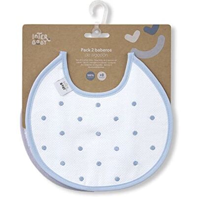 Interbaby Slabbetjes rond Bodoques in blauw en grijs 2 stuks Interbaby Slabbetjes rond Bodoques in blauw en grijs 2 stuks