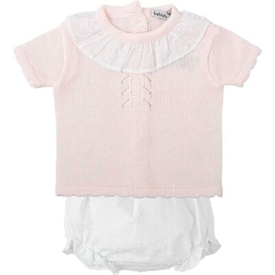 BABIDU Set voor meisjes met kikker met Vichy-patroon en korte mouwen T-shirt met ruches kraag, uniseks, baby, Roze, 3 Maanden BABIDU Set voor meisjes met kikker met Vichy-patroon en korte mouwen T-shirt met ruches kraag, uniseks, baby, Roze, 3 Maanden