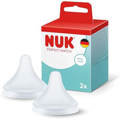NUK Perfect Match Babyfles Speentjes 6+ Maanden Anti-Koliek Flesspeentjes Siliconen XL 2 Stuks NUK Perfect Match Babyfles Speentjes 6+ Maanden Anti-Koliek Flesspeentjes Siliconen XL 2 Stuks