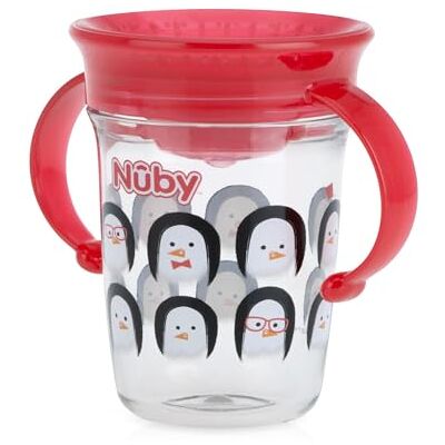 Nuby 360 Tritan-mok, eenvoudige handgreep, ontworpen om in alle posities te drinken, pinguïnmotieven, 6 maanden Nuby 360 Tritan-mok, eenvoudige handgreep, ontworpen om in alle posities te drinken, pinguïnmotieven, 6 maanden