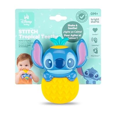 Bright Starts Disney Baby Stitch Tropical Teethe rammelaar & bijtspeelgoed van , ananasvormig bijtspeelgoed voor pasgeborenen en oudere baby's Bright Starts Disney Baby Stitch Tropical Teethe rammelaar & bijtspeelgoed van , ananasvormig bijtspeelgoed voor pasgeborenen en oudere baby's