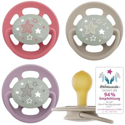 nip Cherry Green Night 0-6 maanden 4-pack Stijlvriendelijke, tandvriendelijke babyfopspeen met lichtgevende knop. Duurzame fopspeen gemaakt van natuurlijke grondstoffen, paars/rood nip Cherry Green Night 0-6 maanden 4-pack Stijlvriendelijke, tandvriendelijke babyfopspeen met lichtgevende knop. Duurzame fopspeen gemaakt van natuurlijke grondstoffen, paars/rood