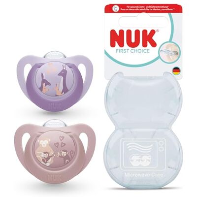 NUK First Choice-fopspeen 6-18 maanden Orthodontische fopspenen 95% babyacceptatie** Aap & kangoeroe 2 stuks NUK First Choice-fopspeen 6-18 maanden Orthodontische fopspenen 95% babyacceptatie** Aap & kangoeroe 2 stuks