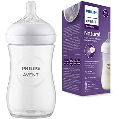 AVENT Philips Natural Response-babyfles Babymelkfles van 260 ml voor pasgeboren en oudere baby's, BPA-vrij, voor 1 maand en ouder (model SCY903/01) AVENT Philips Natural Response-babyfles Babymelkfles van 260 ml voor pasgeboren en oudere baby's, BPA-vrij, voor 1 maand en ouder (model SCY903/01)