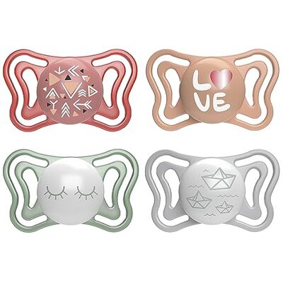 Chicco PhysioForma Kalmerende speen Light 16-36 maanden, fopspeen met siliconen zuiger, ondersteunt de fysiologische ademhaling, 4 stuks, roze en lumi Chicco PhysioForma Kalmerende speen Light 16-36 maanden, fopspeen met siliconen zuiger, ondersteunt de fysiologische ademhaling, 4 stuks, roze en lumi