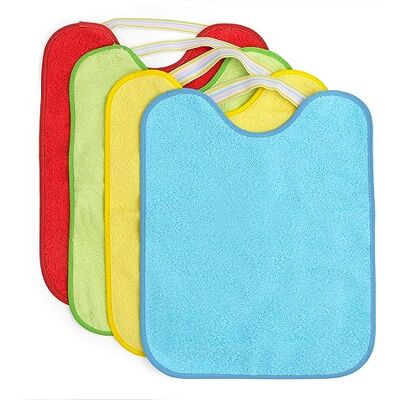 Ti TIN Waterdichte babyslabbetjes – rubberen sluiting – 4 stuks, Intensieve kleuren, 18-24 Maanden Ti TIN Waterdichte babyslabbetjes – rubberen sluiting – 4 stuks, Intensieve kleuren, 18-24 Maanden