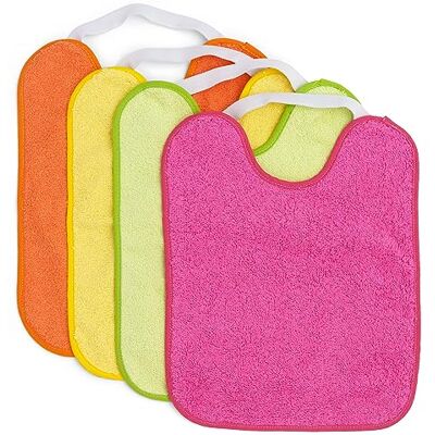 Ti TIN Titin Pack 4 slabbetjes Waterdicht voor baby's 24x31 cm Slabbeltjes voor baby's Kleur rood Blauw Oranje Groen Ti TIN Titin Pack 4 slabbetjes Waterdicht voor baby's 24x31 cm Slabbeltjes voor baby's Kleur rood Blauw Oranje Groen