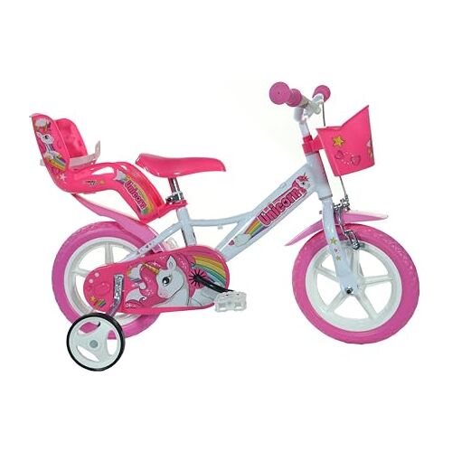 Dino Bikes Dinobikes 124RL-UN Kinderfiets  eenhoorn: 12 inch,wit/roze