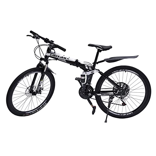 TESUGN 26 inch premium mountainbike, 21 versnellingen mountainbike kinderfiets, aluminium mountainbike met V-rem voor meisjes en jongens, zwart