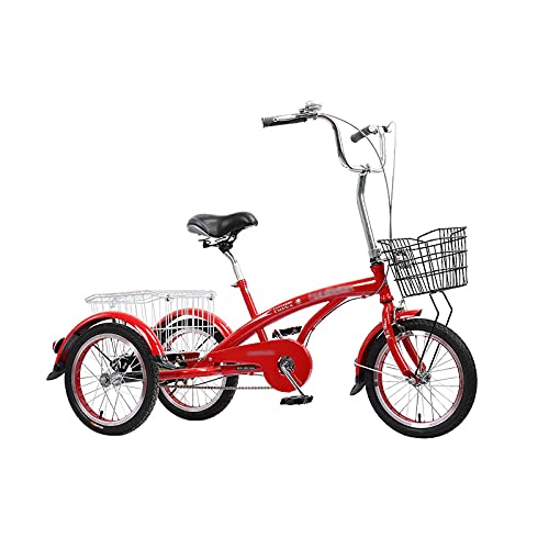 NOALED Luxe driewielige fiets, 16 inch driewieler voor volwassenen, driewielige fietsen voor senioren, dames, heren, met grote mand, enkele snelheidsfiets voor recreatie, winkelen, picknick