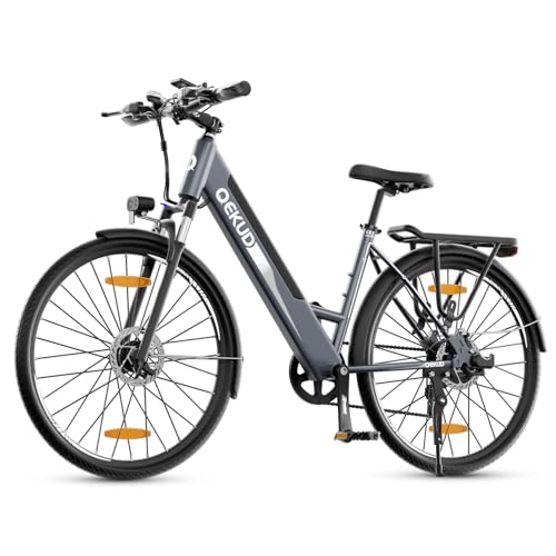 Qekud 26M208 Elektrische fiets, elektrische fiets, trekkingfiets, e-City fiets met 36 V 12,5 Ah Li-ion accu, bereik tot 100 km in hybride modus, 250 W motor, EU-conform, met app