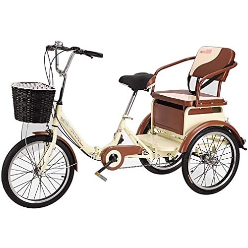 NOALED Volwassenen driewieler 3-wiel cruiser trike fietsen, driewieler voor volwassenen driewieler volwassene, 6 versnellingen opvouwbare 3 wiel cruiser fiets trike 20 inch wielen drie wielen