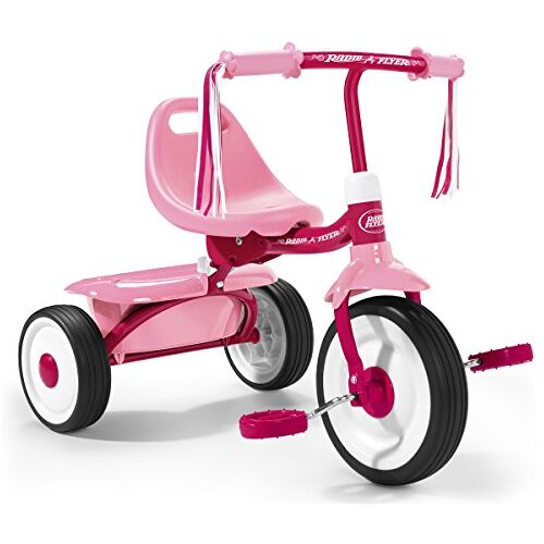 Radio Flyer Fold 2 Go driewieler, roze, driewieler voor peuters van 1,5-3 jaar