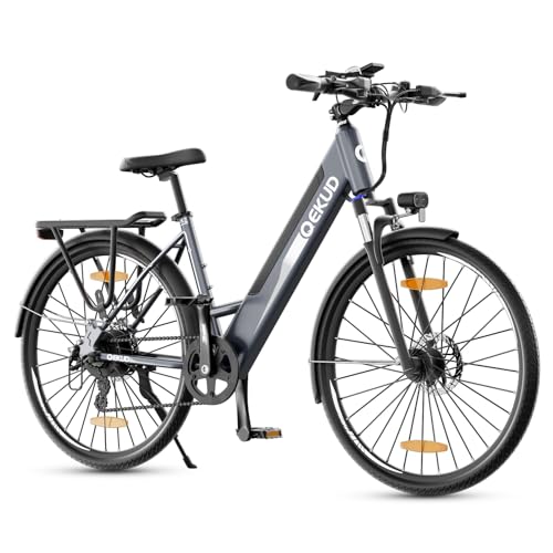 Delgeo 27M204 Elektrische fiets, 26 inch trekkingfiets, e-City fiets met 36 V 12,5 Ah Li-Ion accu, bereik tot 100 km in hybride modus, 250 W motor, EU-conform, met app