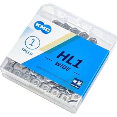 KMC HL1 Enkel Snelheid Fiets Ketting - Zilver - 100 Schakels KMC HL1 Enkel Snelheid Fiets Ketting - Zilver - 100 Schakels