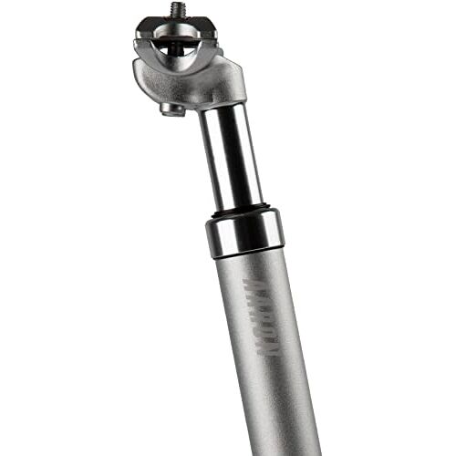 AARON Spring Verende zadelpen met een diameter van 27,2 mm, geveerde aluminium zadelpen met een lengte van 350 mm, voor e-bike, MTB, trekking citybike en nog veel meer. zilver