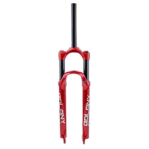 ZHUOYA Fiets verende voorvork 26 inch 27.5 inch 29 inch 1/1-8 inch schijfrem fietsvork luchtschok 100 mm reizen 9 mm QR 100 mm as (rood 29 inch)