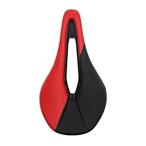 PooBa Fietszadel, fietszadel MTB racefietszadels racezadel pu ademend zacht zitkussen (Color : Black red)