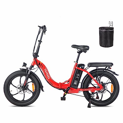 Fafrees Elektrische fiets  F20 20 * 3.0 inch opvouwbare fatbike 250W 16AH elektrische stadsfiets voor volwassenen Shimano 7 versnellingen ebike MTB, Rot