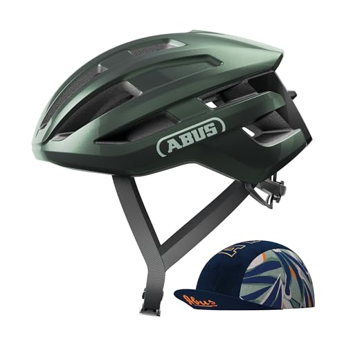 ABUS PowerDome ACE racefietshelm met  Race Cap lichte fietshelm met slim ventilatiesysteem Made in Italy voor mannen en vrouwen groen, maat M