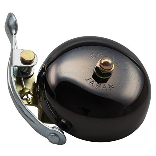 CRANE Bell Co. . Suzu met stalen bandbevestiging, messing fietsbel, Neo Black, 55 mm