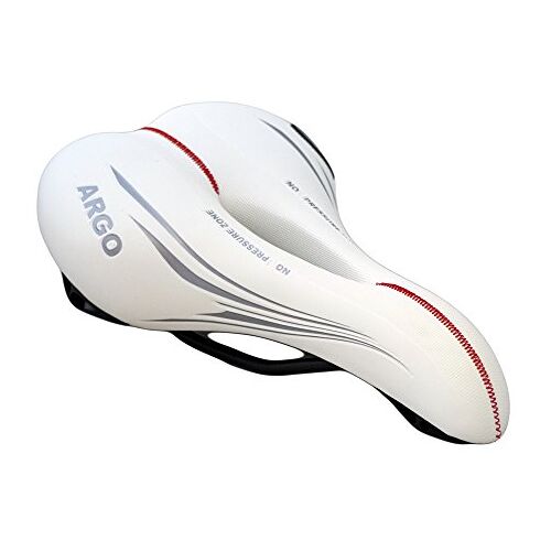 Selle Montegrappa Fietszadel, MTB-zadel, leer, dames en heren, XC 1370 Argo, in wit, voor fiets, stadsfietsen, mountainbikes, trekkingfietsen Made in Italy