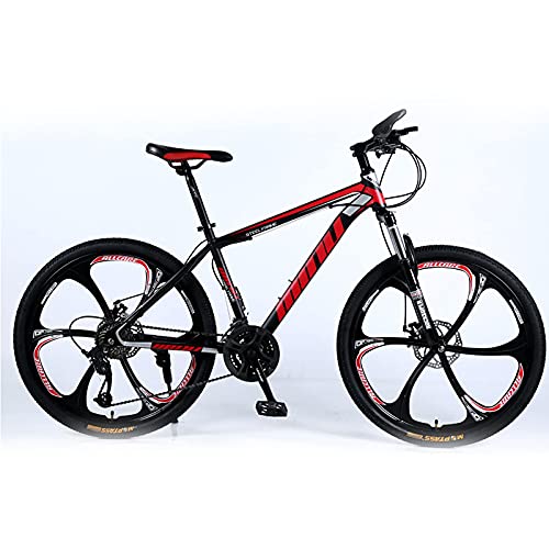 QUNINE 26 inch mountainbike voor volwassenen aluminium fiets met 17 inch frame dubbele schijfrem verende vork fietsen stadsfiets stadsfiets 10 spaken rood-27sp (zwart rood 30sp)