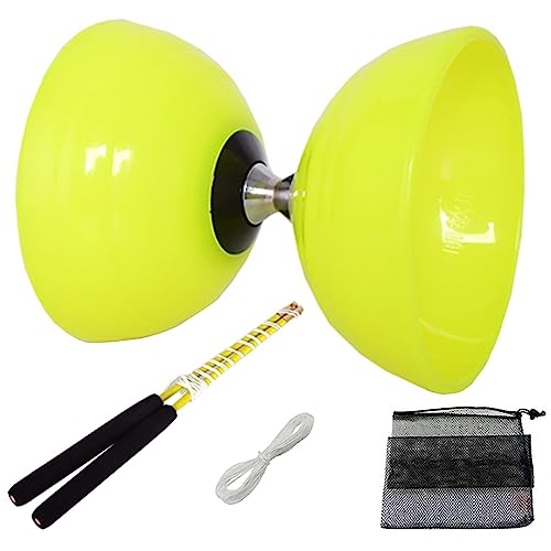 Erencook Chinese yoyo Diabolo Set Drievoudige Lagers Diabolo Chinese Jojo Jongleren Speelgoed Kleurrijke Diabolo met Diablo Sticks, Diabolo String & Net Bag (Geel)