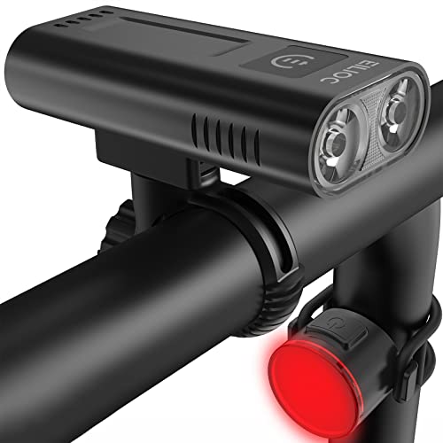 EILIOC Fietslampen voor en achter, 6400 mAh, USB C, oplaadbaar fietslicht, superhelder, 2400 lumen, waterdichte led-fietskoplamp en achterlicht, set voor weg/MTB