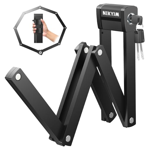 NIKYJM Fietsslot, vouwslot, 130 cm, vouwslot fiets met houder en accessoires, robuust fietsslot voor extra hoge diefstalbeveiliging, ideaal als e-bike slot & MTB-slot Bike Lock