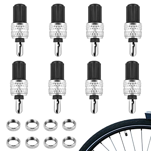 XPOOP 8 Stuks Fietsventielen, Vervangend Fietsventielset, Adapter Fietsventiel Ventieldoppen, Duitse Ventielkern, Dunlop Fietsventielen, Fiets-Ventielen voor Standaard Normaal Ventiel