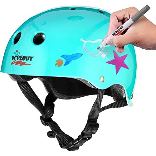 Wipeout Dry Erase Kids Bike Helm, Teal Blue, Leeftijden 8+