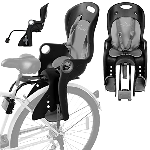 Campela CA0060GRY Kinderfietszitje voor bagagedrager, fietszitje voor kinderen, achteraan, kinderzitje fiets, model CA0060GRY