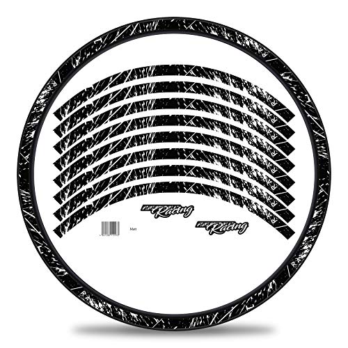 Finest Folia 16-delige set velgrandstickers voor fietsvelgen in racing-design, complete set voor 27 inch en 29 inch voor racefiets, mountainbike, MTB, loopfiets RX025 (wit, mat)