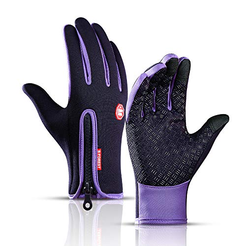 AIDISENA Diepvriezer Thermo Handschoenen, Diepvriezer Thermo Handschoenen Mannen Vrouwen, Waterdichte Touch Screen Handschoenen, voor buitenwerk, hardlopen en fietsen-Palm Silicone Purple XL