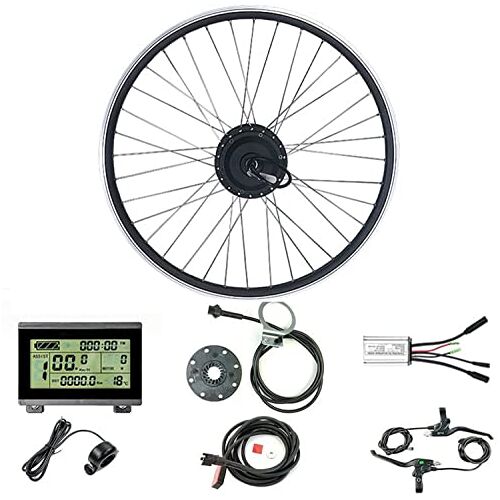 Generic Elektrische Fiets Conversie Kit 6 V/48 V 250 W Voorwiel Elektrische Fiets Hub Motor Kit met Mountainbike Velg, 36V-29in