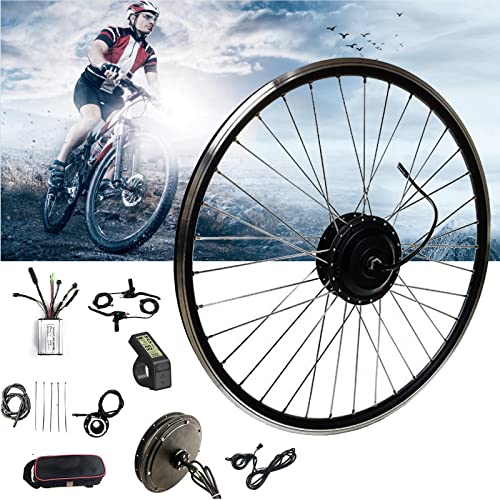 HMWJD Elektrische fiets ombouwkit e-bike ombouwset voor elektrische fiets 48V 250W 500W mountainbike voorwiel elektrische fiets kit, LCD4 meter, 48V/500W-20 inch