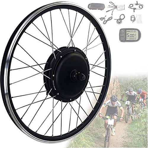 YXJPP Ombouwset voor elektrische fietsen 20" 24" 26" 27,5" 28" 29" 700C achterwiel elektrische fiets naafmotorset, 1500W 1000W 500W 350W 250W voorwiel EBike-aandrijfsysteem met LCD-scherm en PAS (kleur: 4