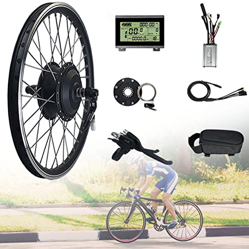 NCCYJ Ebike Ombouwset Voorwiel, 36V/48V 350W/500W Elektrische Fiets Hub Motor Kit, 20"/24"/26"/27,5"/28"/29"/700C Wiel E-Bike Set met PAS-systeem (36v/500w,28")