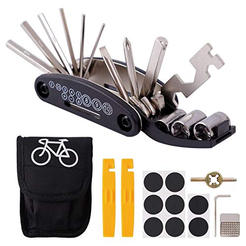 Hundnsney Fietsreparatieset, 16-in-1 multifunctioneel fietsreparatiegereedschap, fietsgereedschapsset, fietsreparatieset