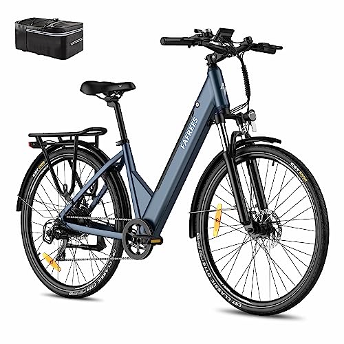Fafrees F28 PRO Elektrische fiets, 27,5 inch elektrische stadsfiets dames heren, 36V/14,5 Ah batterij, 250W motor, Shimano 7 versnellingen ebike, ondersteuning 90-110 KM, Blauw